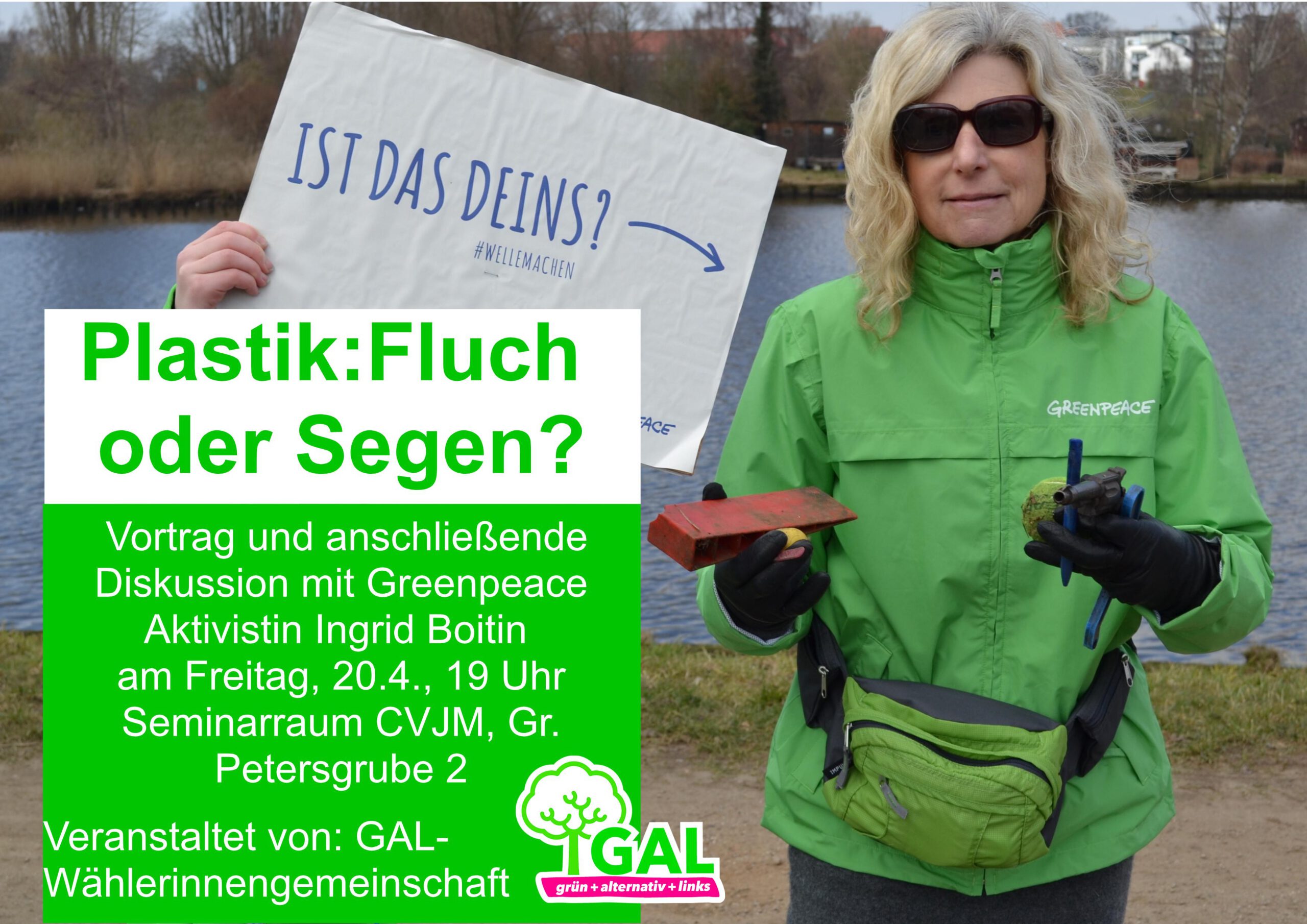 Plastik: Fluch oder Segen? +++ Vortrag einer Greenpeace Aktivistin +++ 20.4., 19 Uhr CVJM