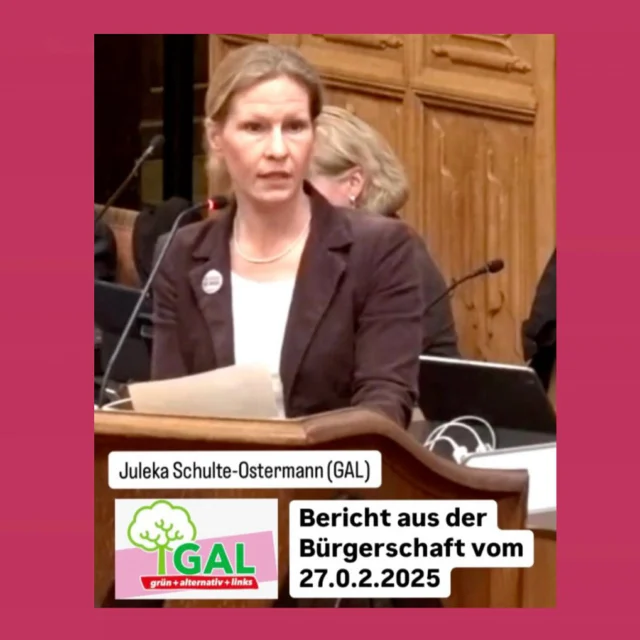 Bericht aus der Bürgerschaft vom 27.2.2025. Für Lübeck. Für die Zukunft. Für alle. 🌱🏫

In der Bürgerschaftssitzung hat Juleka Schulte-Ostermann (GAL), sich für konkrete Verbesserungen in Lübeck eingesetzt – für soziale Gerechtigkeit, nachhaltige Mobilität & eine inklusive Bildungspolitik: 

📌 Inklusive Schulentwicklung & Betreuung 
Jedes Kind verdient die beste Bildung – unabhängig von individuellen Bedürfnissen. Wir setzen uns für regelmäßige Berichterstattung & verbindliche Fortschritte in der Inklusion ein – gemeinsam mit Interessensvertretungen, Schulen, Fachleuten. Die Beratung läuft weiter. 💪📚 

📌 Sozialpolitik mit echter Wirkung 
Armut lässt sich nicht mit Schnellschuss-Programmen bekämpfen. Daher lehnten wir einen entsprechenden Antrag ab. Stattdessen brauchen wir bezahlbaren Wohnraum, gute Gesundheitsversorgung & echte Hilfen. Symbolpolitik reicht nicht. 🤝 

📌 Nachhaltige Mobilität statt Rückschritt 
Lübeck plant eine emissionsfreie Busflotte. Ein Antrag auf neue Dieselbusse wäre ein teurer Fehler gewesen – für Umwelt, Klima, Gesundheit und die Zukunft. Daher lehnten wir ihn ab & setzen auf die geplante nachhaltige & kluge Lösung. 🌍🚍 

📌 Lebendige Innenstadt statt mehr Autoverkehr Kostenloses Parken ist nicht zukunftsorientiert. Studien zeigen: Städte florieren durch Aufenthaltsqualität, sichere Fuß- & Radwege sowie guten ÖPNV. Deshalb lehnten wir den Antrag für pauschal kostenfreies Parken ab. 🏙️🚶‍♀️ 

📌 Energieagentur für Lübeck 
Klimaschutz darf kein Luxus sein. Eine unabhängige Energieagentur soll Haushalten & Unternehmen helfen, Energiekosten zu senken, nachhaltige Lösungen zu finden & Förderprogramme zu nutzen. 🔋🏠 

📌 Überschwemmte Hundefreilauffläche im Stadtpark Stehendes Wasser macht die Fläche unbenutzbar – für Hunde und spielende Kinder, schädigt zudem die dort stehenden Bäume. Wir unterstützten einen Antrag aus der Einwohnendenversammlung mit eigenem Antrag im Umwelt- und Bauausschuss und setzen uns für wirksame Lösungen ein. 🐶🌳⚽️

📌 Konstruktiv, kritisch, lösungsorientiert. Für eine gerechte, nachhaltige Stadt für alle Menschen – ohne Rückschritt & ohne Stillstand. 💚✊💕

#FürMenschUmweltKlima #inklusionjetzt